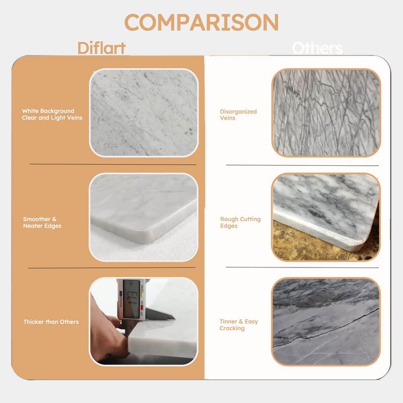 Diflart Natural Marble Pastry Board for Kitchen, 16x20 Inch, White, Stone Cutting Board Large for Dough Chocolate, Carrara Bianco, Marble Slab Christmas Thanksgiving Gift - Image 4